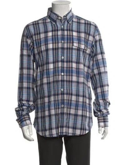 Pre-owned Hartford Plaid Print Long Sleeve Shirt In Blue