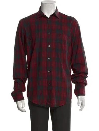 Pre-owned Hartford Plaid Print Long Sleeve Shirt In Burgundy