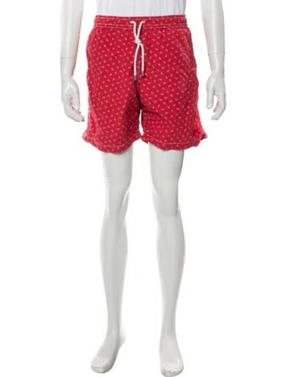 Pre-owned Hartford Printed Swim Trunks In Red