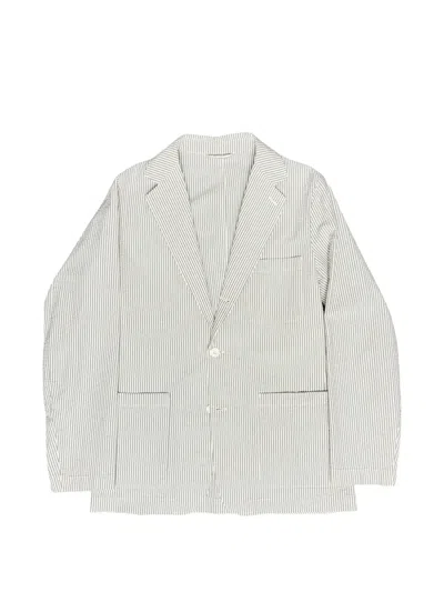 Hartford Seersucker Striped Blazer In Neutral