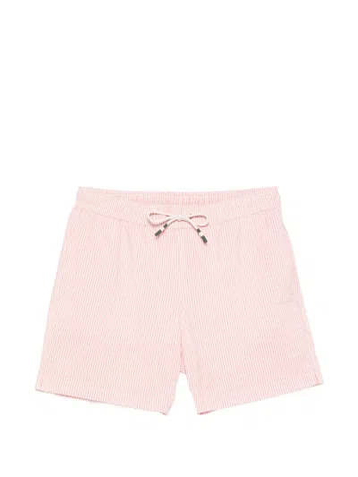 Hartford Seersucker Striped-print Swim Shorts In Pink