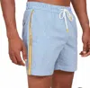 Hartford Seersucker Swim Short In Navy In Blue