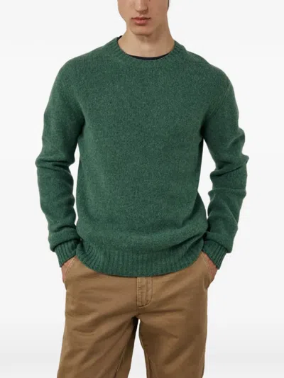 Hartford Shetland Crew-neck Ribbed-trim Sweater In Green