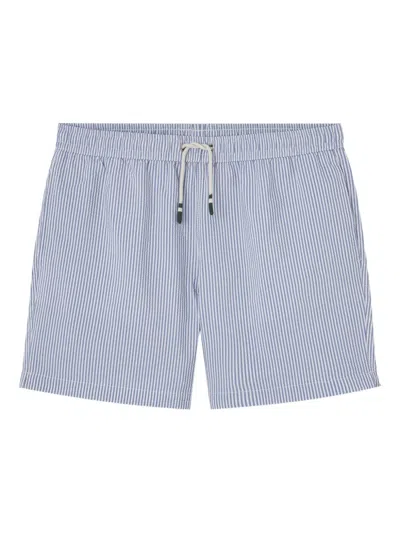 Hartford Striped Drawstring Swim Shorts In Blue