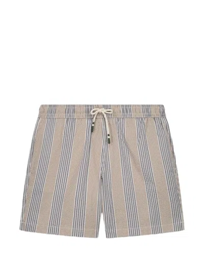 Hartford Striped Drawstring Swim Shorts In Neutral