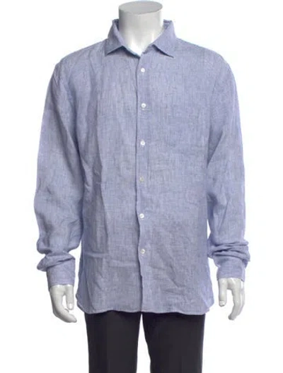 Pre-owned Hartford Striped Long Sleeve Dress Shirt In Blue