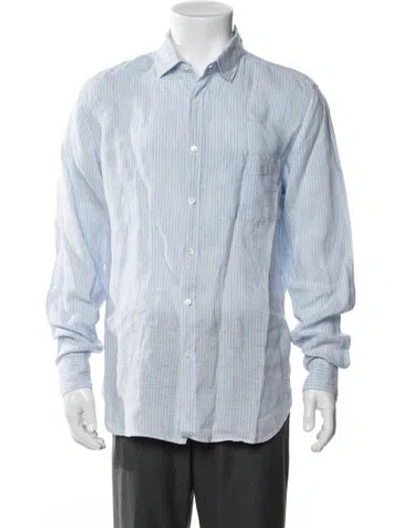 Pre-owned Hartford Striped Long Sleeve Dress Shirt In Blue