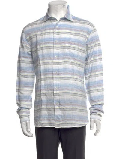 Pre-owned Hartford Striped Long Sleeve Shirt W/ Tags In Blue/white