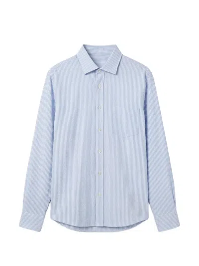 Hartford Striped Seersucker Shirt In Blue