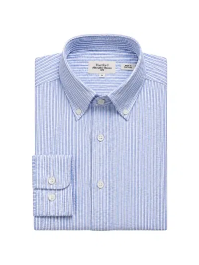 Hartford Striped Seersucker Shirt In Blue