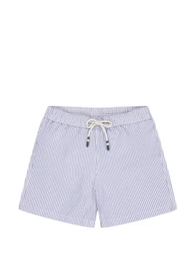 Hartford Striped Seersucker Swim Shorts In Animal Print