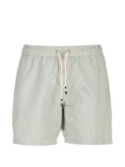 Hartford Striped Seersucker Swim Trunks In Animal Print