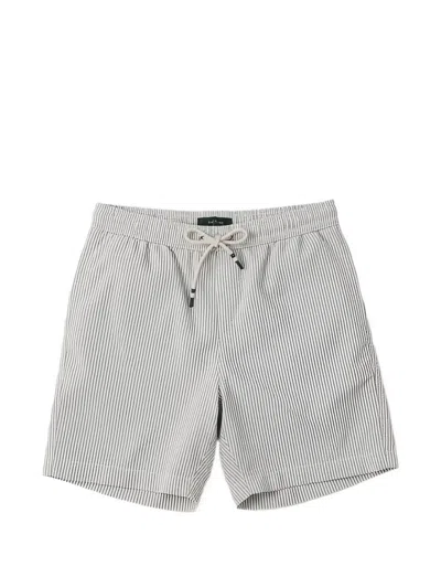 Hartford Striped Seersucker Swim Trunks In White