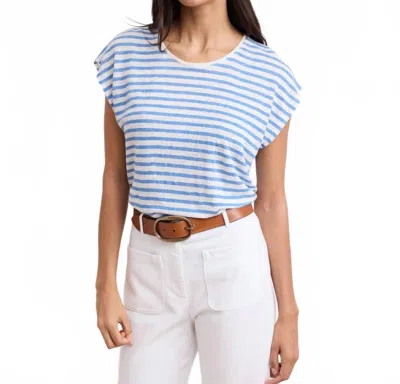 Hartford Tarjei Knit T-shirt In Ecru & Pacific In Blue