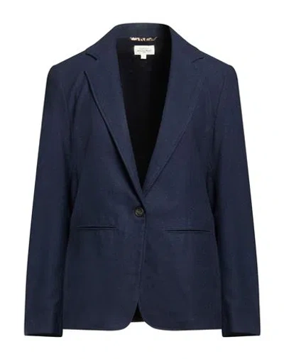 Hartford Woman Blazer Navy Size 2 Wool, Cotton, Polyester In Blue