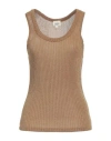 Hartford Woman Top Camel Size 2 Viscose, Metallic Polyester, Polyamide In Beige