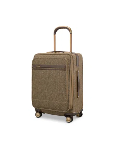Hartmann 10.63" Tweed Carry On Spinner Luggage In Tweed,natural Leather