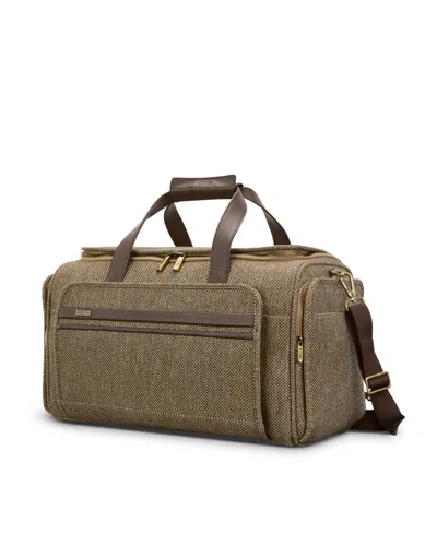 Hartmann 11.8" Tweed Travel Duffle Bag In Tweed,natural Leather