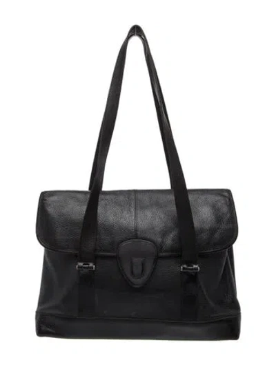 Pre-owned Hartmann Leather Messenger Bag In Black