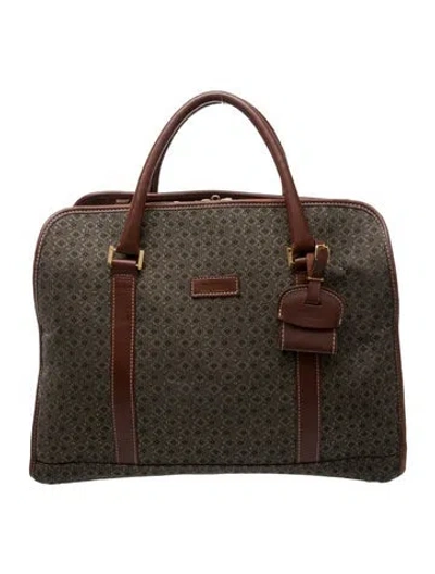Pre-owned Hartmann Leather Trimmed Carry- On Bag With Luggage Tag In Green