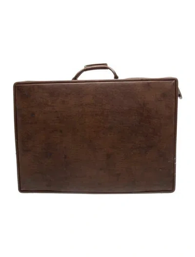 Pre-owned Hartmann Men's Brown  Vintage  Trunk Gold Tone Hardware, And Push Lock Closure.