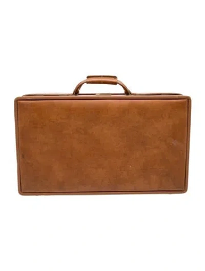 Pre-owned Hartmann Structured Leather Trunk In Brown
