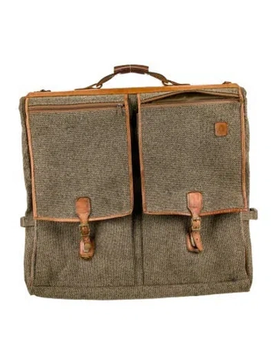 Pre-owned Hartmann Tweed Leather Trim Carry-on In Brown