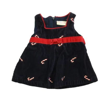 Pre-owned Hartstrings Kids' Girls Navy Red Candy Cane Jumper In Multi