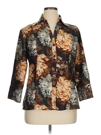 Pre-owned Harve Benard 3/4 Sleeve Blouse In Brown