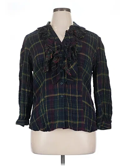 Pre-owned Harve Benard 3/4 Sleeve Blouse In Green