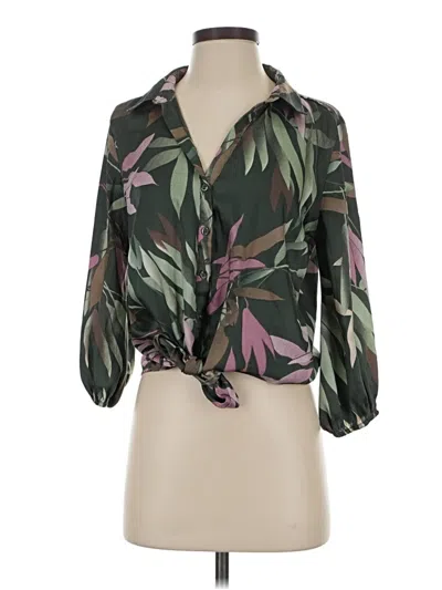 Pre-owned Harve Benard 3/4 Sleeve Blouse In Green