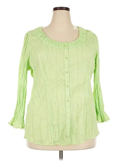 Pre-owned Harve Benard 3/4 Sleeve Blouse In Green