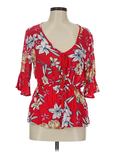 Pre-owned Harve Benard 3/4 Sleeve Blouse In Red