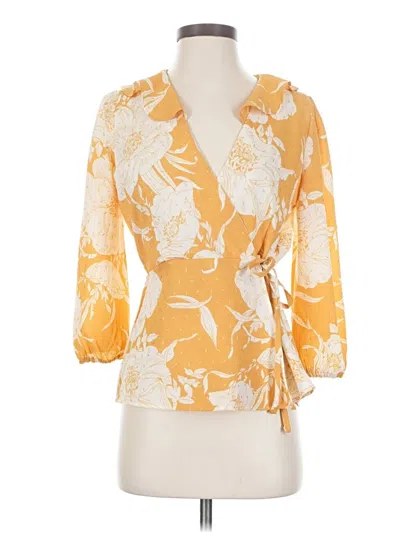 Pre-owned Harve Benard 3/4 Sleeve Blouse In Yellow
