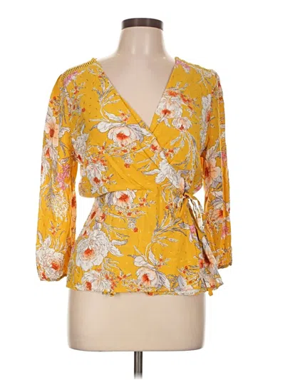Pre-owned Harve Benard 3/4 Sleeve Blouse In Yellow