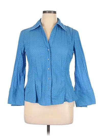 Pre-owned Harve Benard 3/4 Sleeve Button Down Shirt In Blue