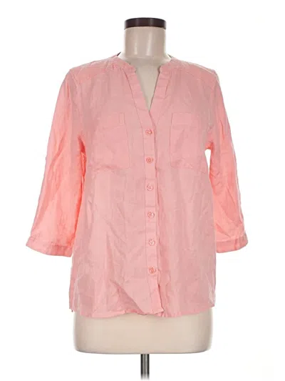 Pre-owned Harve Benard 3/4 Sleeve Button Down Shirt In Pink