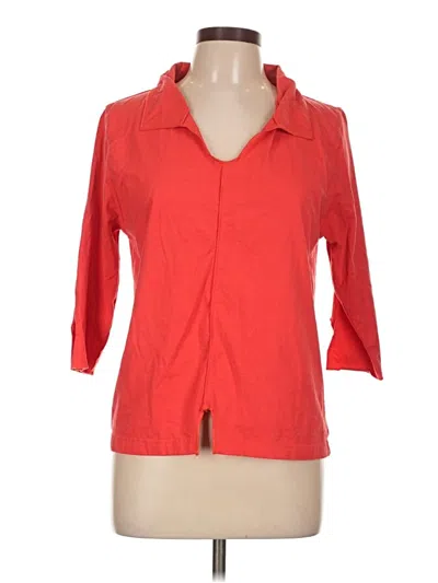 Pre-owned Harve Benard 3/4 Sleeve Button Down Shirt In Red