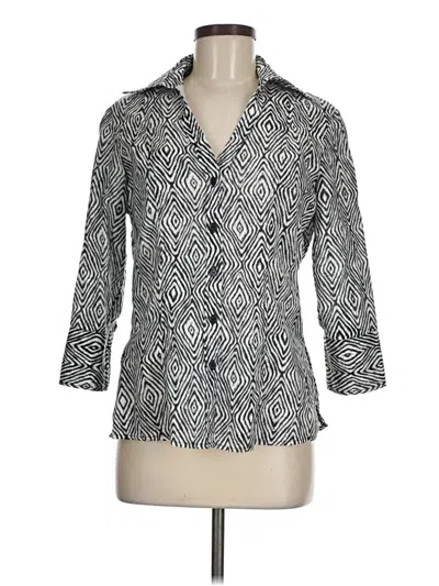 Pre-owned Harve Benard 3/4 Sleeve Button Down Shirt In Silver