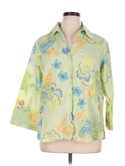 Pre-owned Harve Benard 3/4 Sleeve Button Down Shirt In Yellow