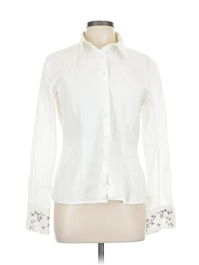 Pre-owned Harve Benard By Benard Holtzman Long Sleeve Blouse In White