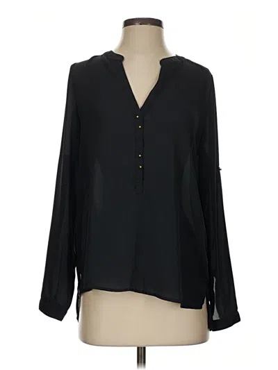 Pre-owned Harve Benard Long Sleeve Blouse In Black