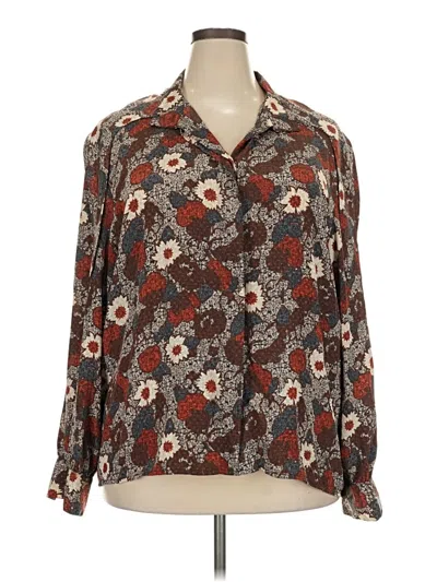 Pre-owned Harve Benard Long Sleeve Blouse In Brown
