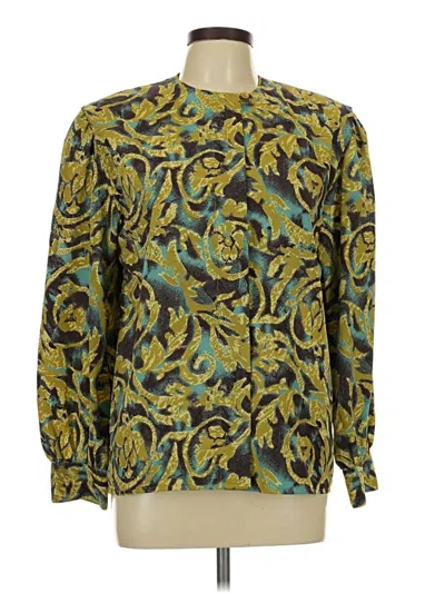 Pre-owned Harve Benard Long Sleeve Blouse In Green