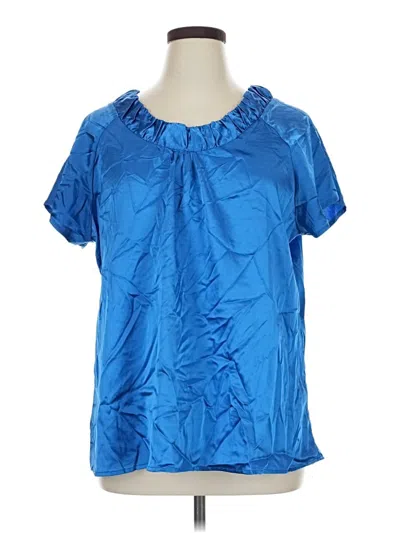 Pre-owned Harve Benard Short Sleeve Blouse In Blue