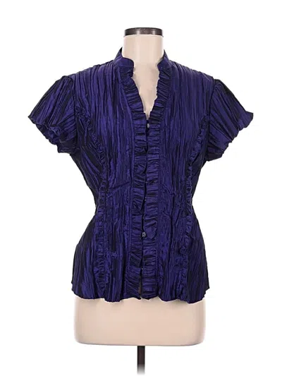 Pre-owned Harve Benard Short Sleeve Blouse In Purple