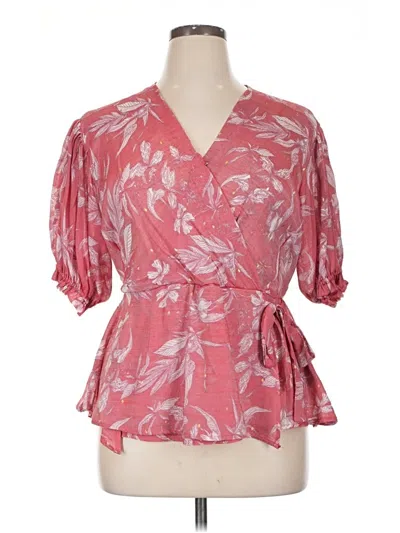Pre-owned Harve Benard Short Sleeve Blouse In Red