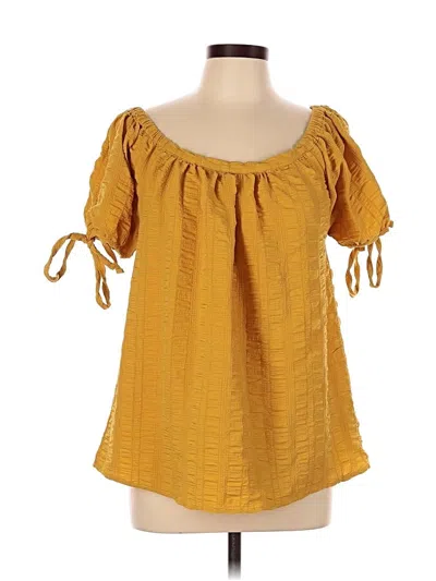 Pre-owned Harve Benard Short Sleeve Blouse In Yellow