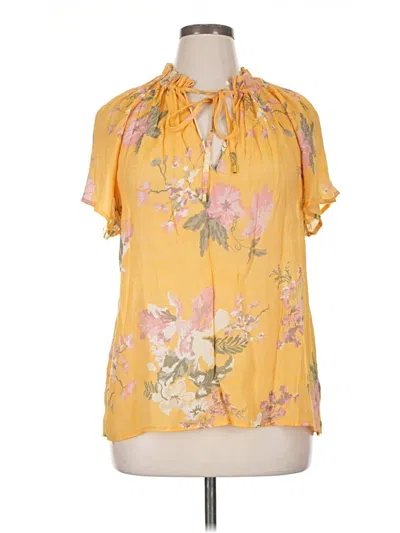 Pre-owned Harve Benard Short Sleeve Blouse In Yellow