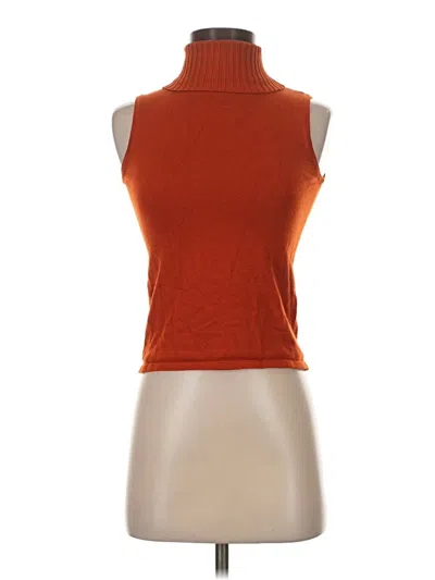 Pre-owned Harve Benard Short Sleeve Turtleneck In Orange